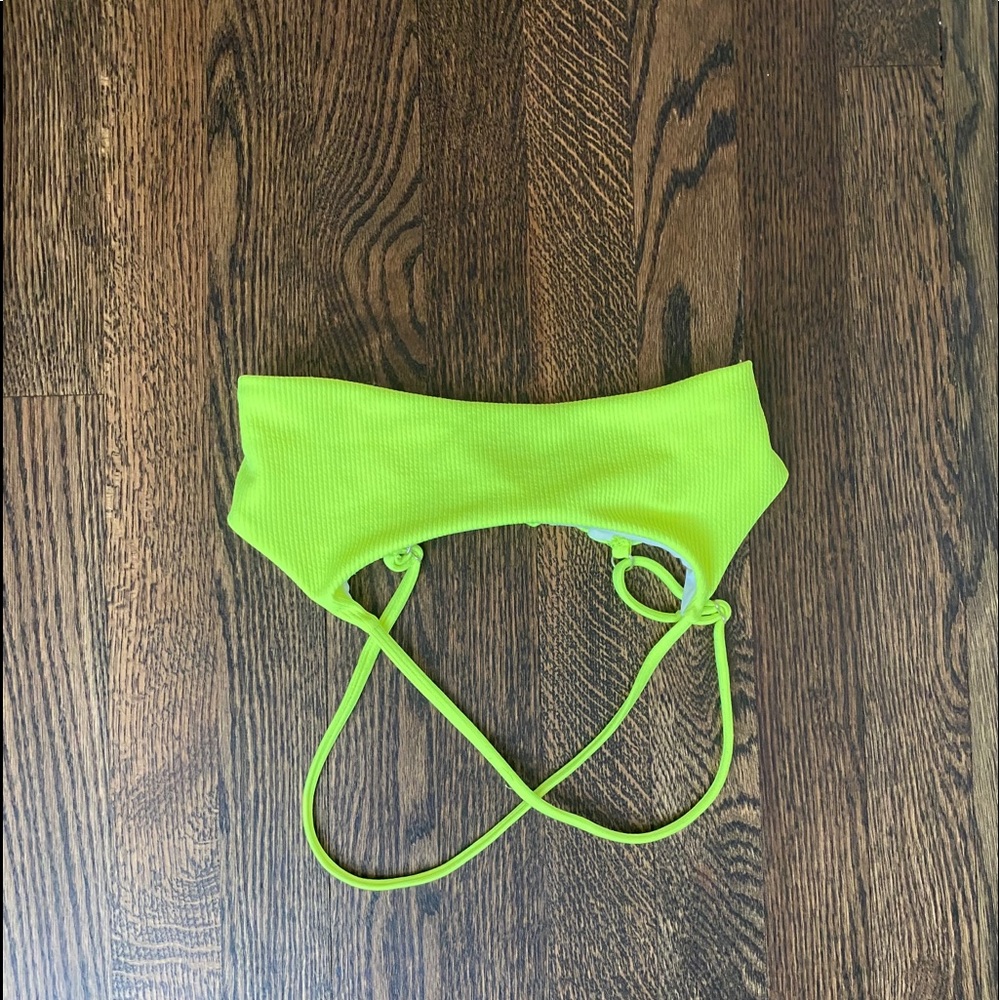 Neon yellow adjustable strap bikini top